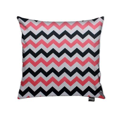 Capa Almofada Tecido Estampado Zig Zag Preto e Rosa D103