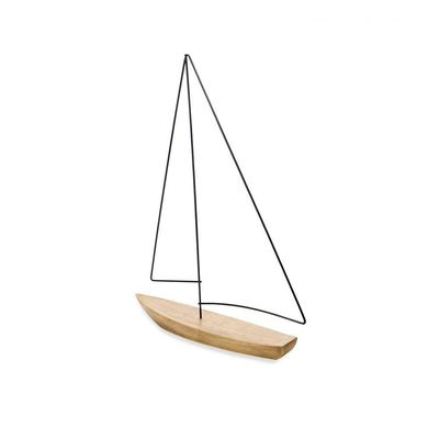 Escultura Barco Em Poliresina Madeira 40x30x7