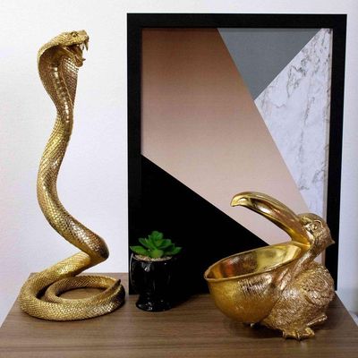 Escultura Serpente Em Poliresina 41x16x16cm