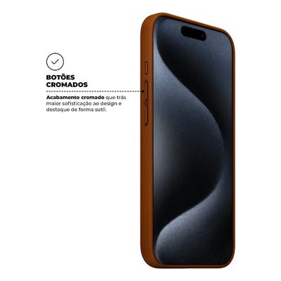 Capa para iPhone 15 Pro - Couro Dual Marrom - Gshield