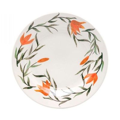 Kit 10 Pratos Rasos Biona Lírios Oxford® Cerâmica 26 Cm