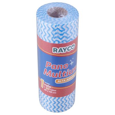 Pano Multiuso 20x40cm Rolo Com 50 Panos Azul Rayco