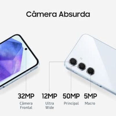 Smartphone Samsung Galaxy A55 5G 256GB Azul Escuro 8GB RAM Câmera Tripla Traseira de até 50MP Selfie de 32MP Tela Super AMOLED 6.6"