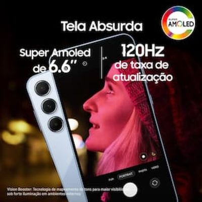 Smartphone Samsung Galaxy A55 5G 256GB Azul Claro 8GB RAM Câmera Tripla Traseira de até 50MP Selfie de 32MP Tela Super AMOLED 6.6"