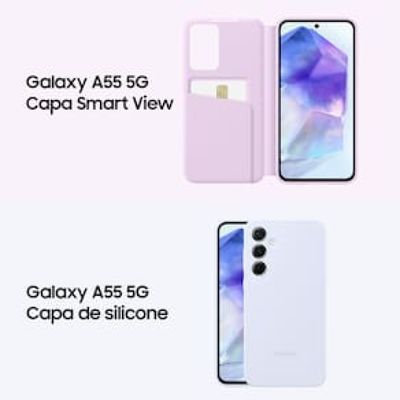 Smartphone Samsung Galaxy A55 5G 256GB Azul Claro 8GB RAM Câmera Tripla Traseira de até 50MP Selfie de 32MP Tela Super AMOLED 6.6"
