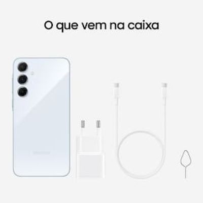 Smartphone Samsung Galaxy A55 5G 256GB Azul Claro 8GB RAM Câmera Tripla Traseira de até 50MP Selfie de 32MP Tela Super AMOLED 6.6"