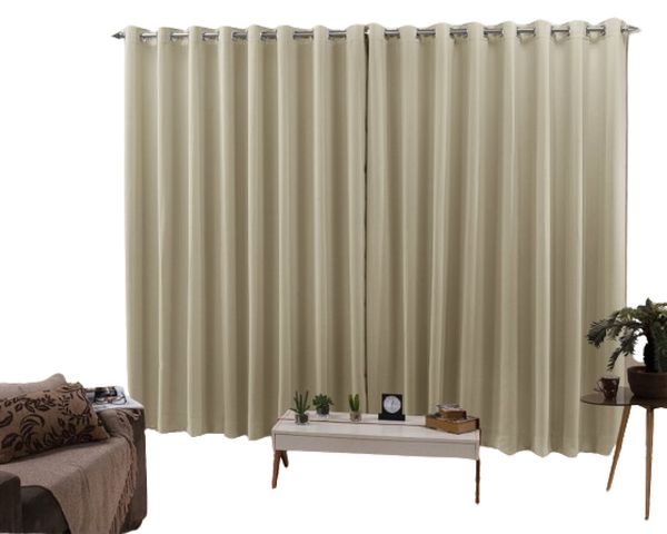 Cortina 6,00x2,60 Sala Quarto Cozinha Voil forro Blackout Areia