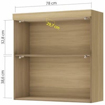 Armário Aéreo Nesher Marquesa em MDF 15mm com 2 Portas e 1 Prateleira - 80cm de largura Verde Cinza
