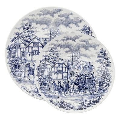 Kit Pratos Rasos E Fundos 16 Peças Biona Cena Inglesa Oxford Cerâmica