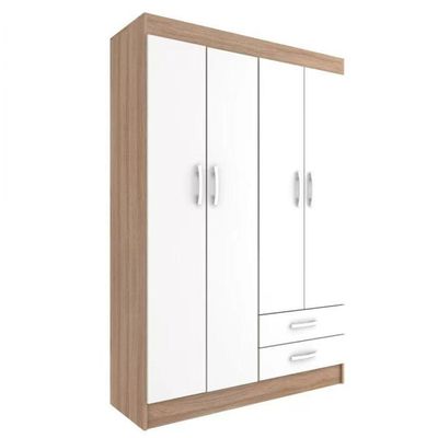Guarda-roupa Solteiro Atalaia 4 Portas 2 Gavetas - Demolição - Branco Demolição - Branco
