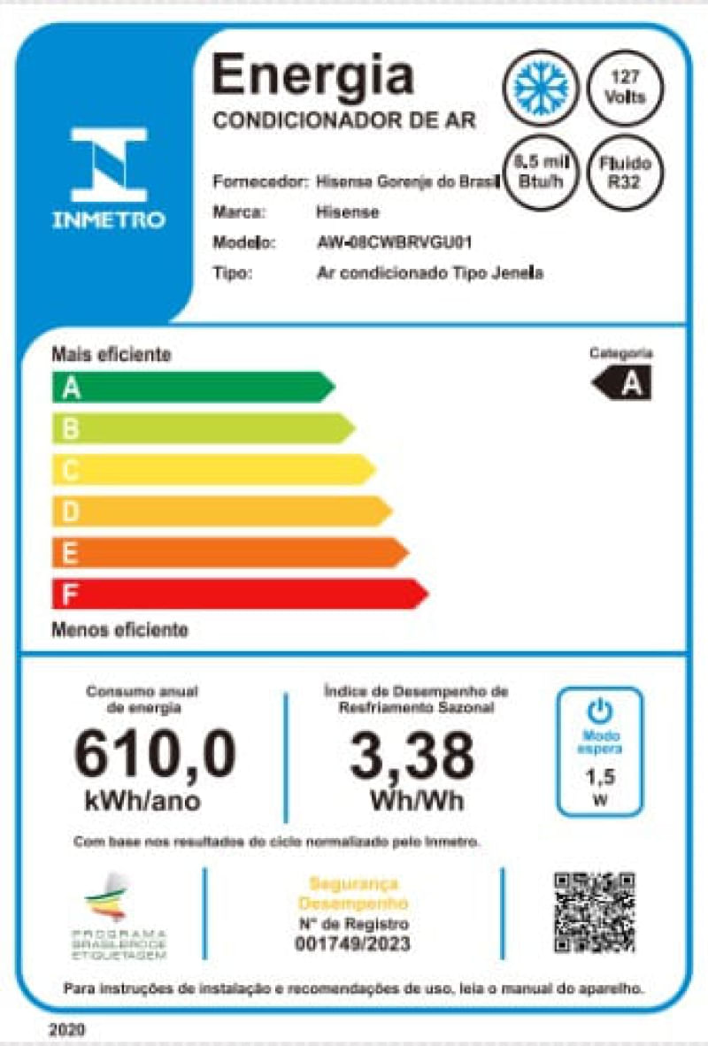 Ar Condicionado De Janela Com Wi-Fi Hisense 8.500 Btus Frio Eletrônico 110v