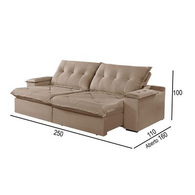 Sofá 4 Lugares Retrátil E Reclinável Martins M-163 Veludo Bege