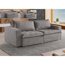 Sofá 5 Lugares Retrátil E Reclinável Linho M-184 Martins Cinza