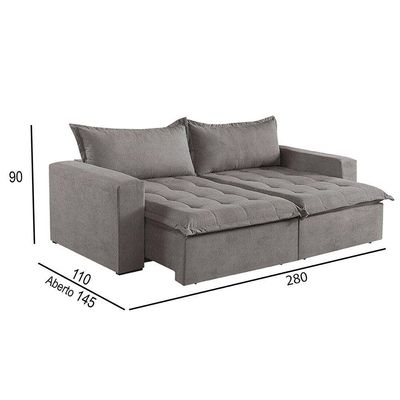 Sofá 5 Lugares Retrátil E Reclinável Linho M-184 Martins Cinza
