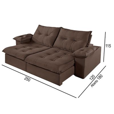 Sofá 4 Lugares Retrátil E Reclinável Martins M-183 Veludo Marrom