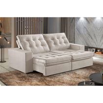 Sofá 3 Lugares Retrátil E Reclinável Martins M-165 Veludo Creme