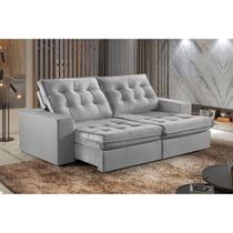 Sofá 2 Lugares Retrátil E Reclinável Martins M-165 Veludo Cinza