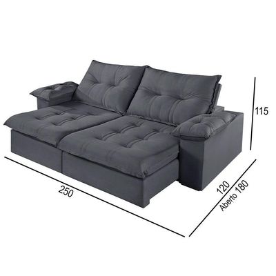 Sofá 4 Lugares Retrátil E Reclinável Martins M-183 Veludo Grafite