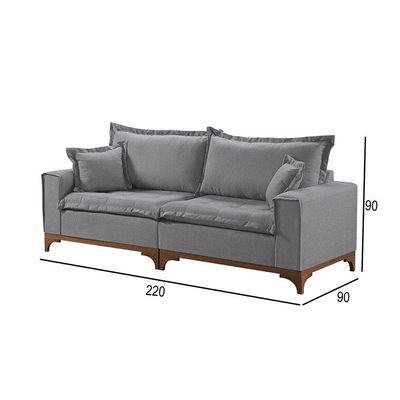 Sofá 3 Lugares Living Linho M-47 Martins Cinza