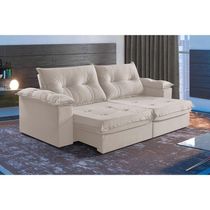 Sofá 4 Lugares Retrátil E Reclinável Martins M-164 Veludo Creme
