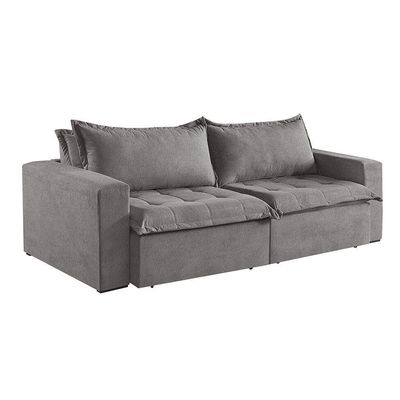 Sofá Cama 2 Lugares Retrátil Reclinável Linho M-184 Martins Cinza