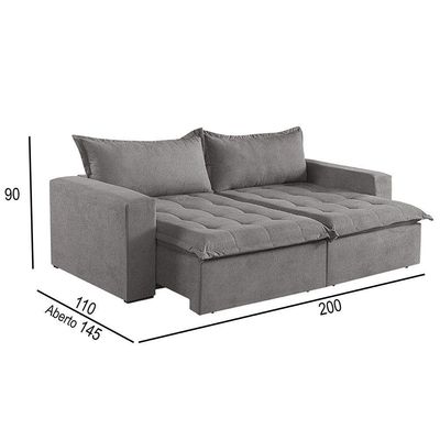 Sofá Cama 2 Lugares Retrátil Reclinável Linho M-184 Martins Cinza