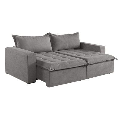 Sofá Cama 2 Lugares Retrátil Reclinável Linho M-184 Martins Cinza