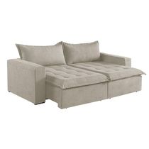 Sofá Cama 3 Lugares Retrátil Reclinável Linho M-184 Martins Creme