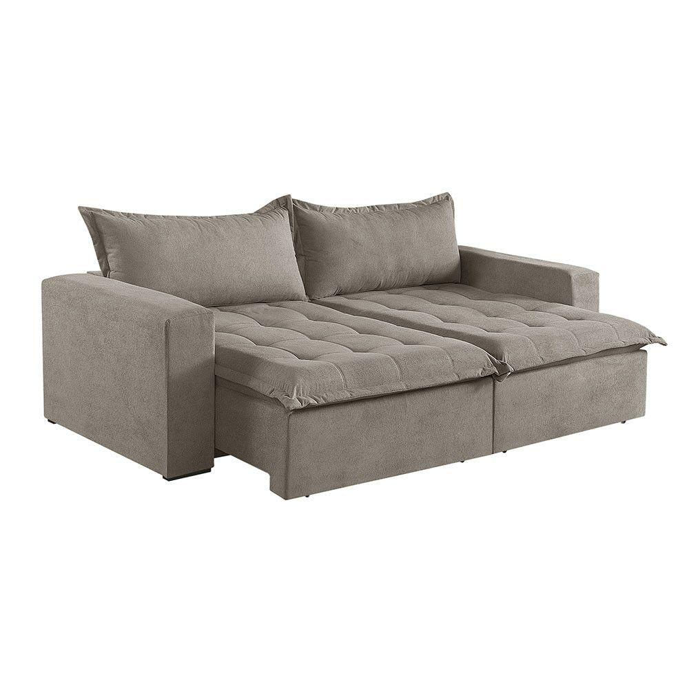 Sofá Cama 4 Lugares Retrátil Reclinável Linho M-184 Martins Bege