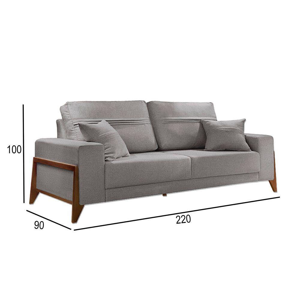 Sofá 3 Lugares Living Linho M-130 Martins Cinza