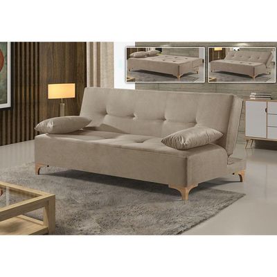 Sofá Cama 2 Lugares Living M-143 Veludo Martins Bege