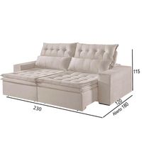 Sofá 3 Lugares Retrátil E Reclinável Martins M-118 Veludo Creme