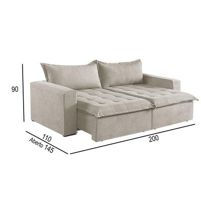 Sofá Cama 2 Lugares Retrátil Reclinável M-184 Veludo Martins Creme