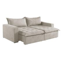 Sofá Cama 2 Lugares Retrátil Reclinável M-184 Veludo Martins Creme