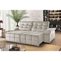 Sofá 5 Lugares Retrátil E Reclinável Martins M-122 Veludo Creme