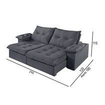 Sofá 5 Lugares Retrátil E Reclinável Martins M-183 Veludo Grafite