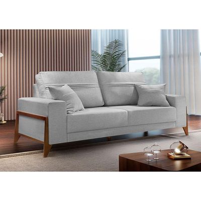 Sofá 3 Lugares Living M-130 Veludo Martins Cinza