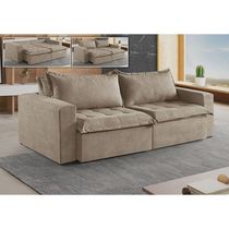 Sofá Cama 2 Lugares Retrátil Reclinável M-184 Veludo Martins Bege