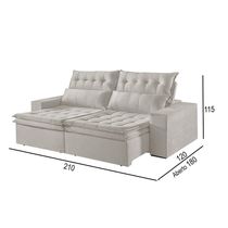 Sofá 2 Lugares Retrátil E Reclinável Martins M-118 Veludo Creme