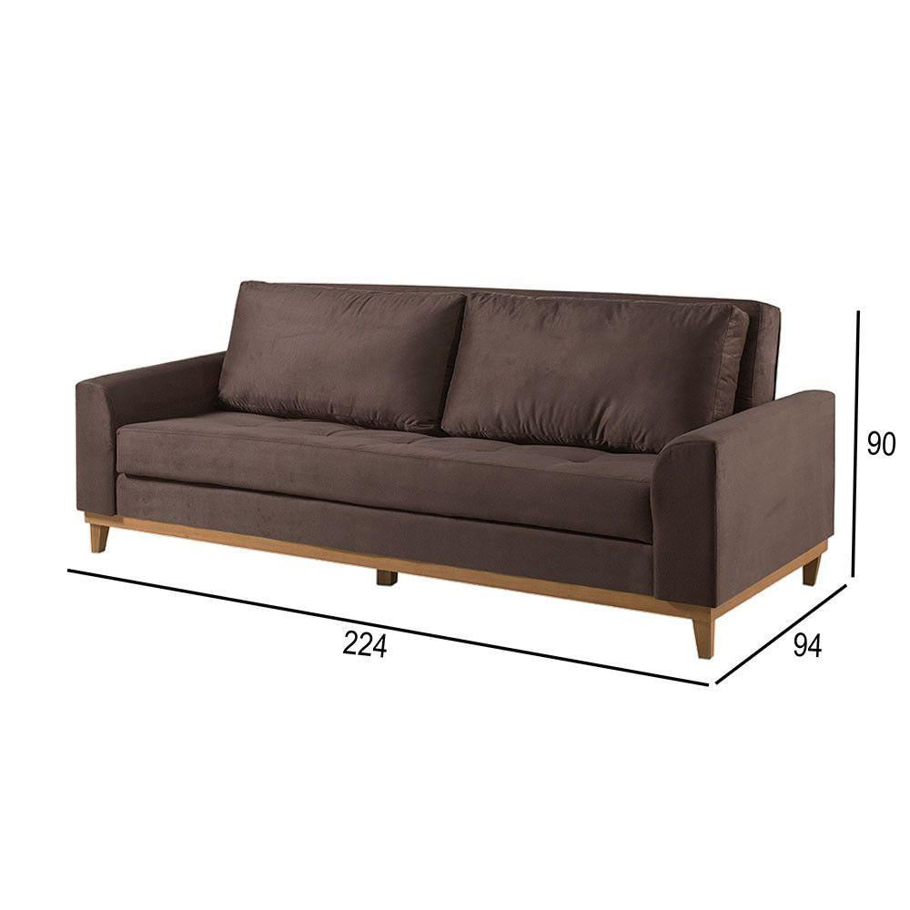 Sofá Cama 2 Lugares Living M-157 Veludo Martins Marrom