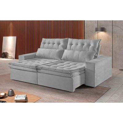 Sofá 4 Lugares Retrátil E Reclinável Martins M-118 Veludo Cinza