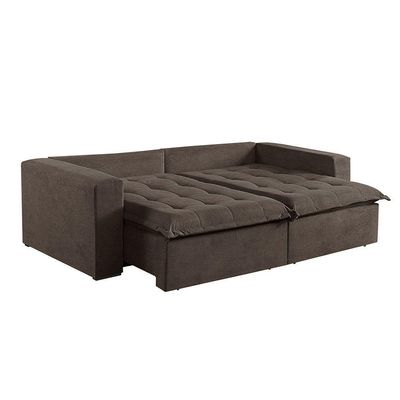 Sofá Cama 4 Lugares Retrátil Reclinável M-184 Veludo Martins Marrom