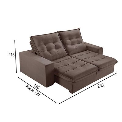 Sofá 4 Lugares Retrátil E Reclinável Martins M-166 Veludo Marrom