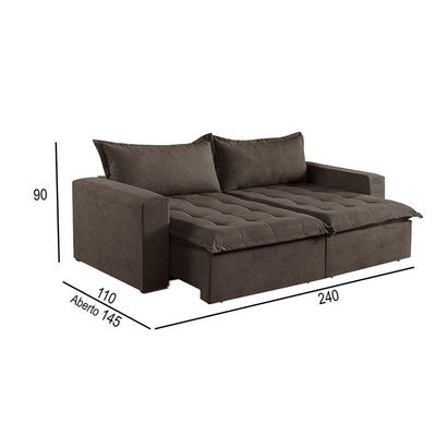 Sofá Cama 4 Lugares Retrátil Reclinável M-184 Veludo Martins Marrom