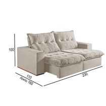 Sofá 3 Lugares Retrátil E Reclinável Martins M-177 Veludo Creme