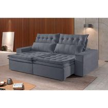 Sofá 3 Lugares Retrátil E Reclinável Martins M-118 Veludo Grafite