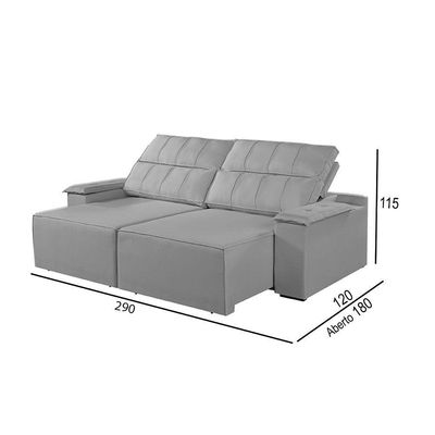 Sofá 5 Lugares Retrátil E Reclinável Martins M-182 Veludo Cinza