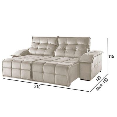 Sofá 2 Lugares Retrátil E Reclinável Martins M-122 Veludo Creme
