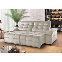 Sofá 2 Lugares Retrátil E Reclinável Martins M-122 Veludo Creme
