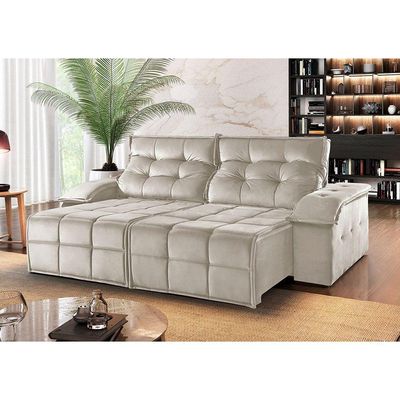 Sofá 2 Lugares Retrátil E Reclinável Martins M-122 Veludo Creme